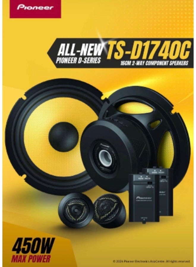 Pioneer TS-D1740C 450W MAX / 100W RMS Superior Vocal, Powerful Bass car speaker - Image 1